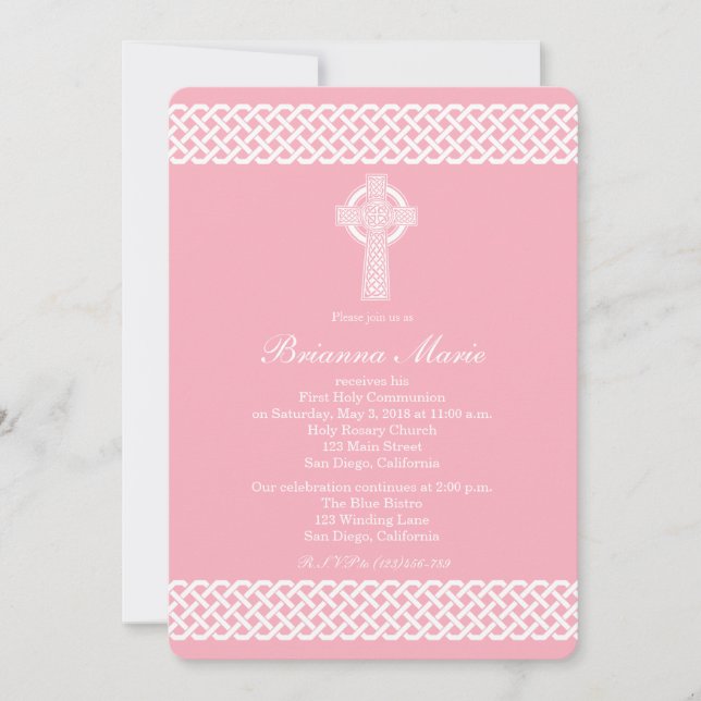 Modern Celtic Cross Communion Invitation for Boys (Front)