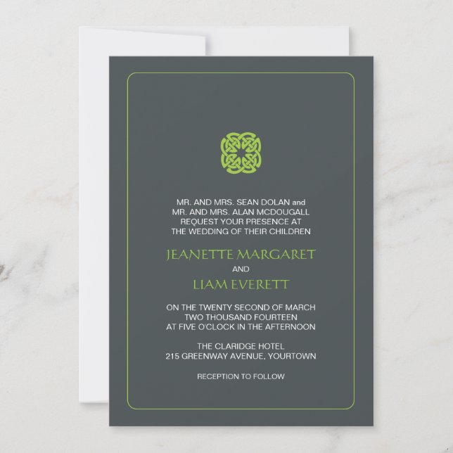 Modern Celtic Inspired Wedding Invitation (Front)