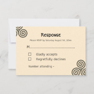 Modern Celtic symbols and foliage on cream RSVP Card