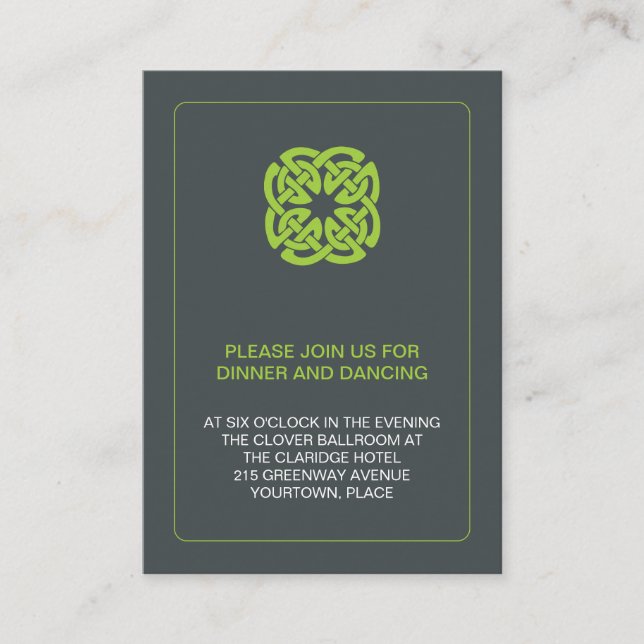 Modern Celtic Wedding Reception Enclosure Card (Front)