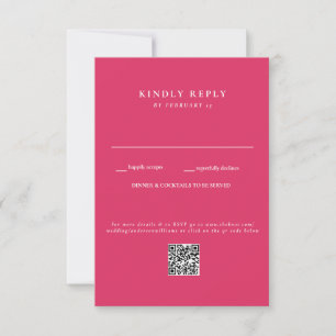 Modern Cerise Wedding QR Code RSVP Card