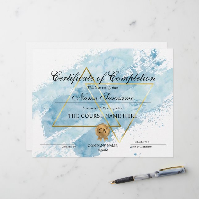 Modern Certificate of Completion Award Course  (Front/Back In Situ)