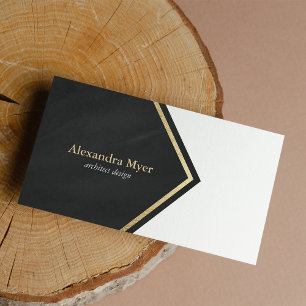 Modern chalk black faux gold stripes business card