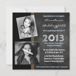 Modern Chalkboard 2 Photo Graduation Invitation