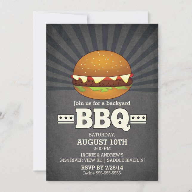 Modern Chalkboard Barbecue Party Invitation (Front)