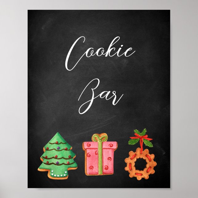 Modern Chalkboard Christmas Cookie Bar Sign (Front)