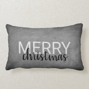 Modern chalkboard custom Merry Christmas script Lumbar Pillow