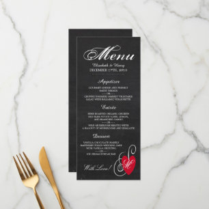 Modern Chalkboard Fancy Heart Wedding Menu