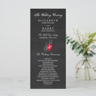 Modern Chalkboard Fancy Heart Wedding Program