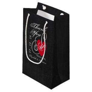 Modern Chalkboard Fancy Heart Wedding Small Gift Bag