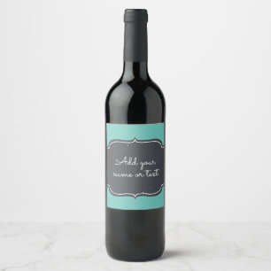 Modern Chalkboard Frame Custom Aqua Wine Label