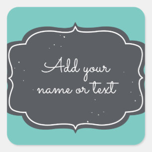 Modern Chalkboard Frame Customizable Aqua Square Sticker