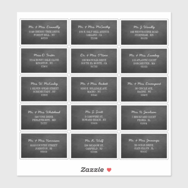 Modern Chalkboard Individual Guest Address Labels (Sheet)