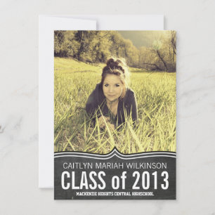 Modern Chalkboard Large Photo Grad Party Invitation