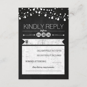Modern Chalkboard Lights Wedding RSVP Card