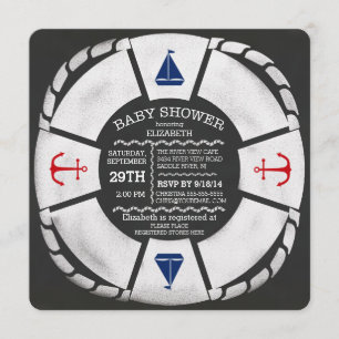 Modern Chalkboard Nautical Baby Shower Invitation