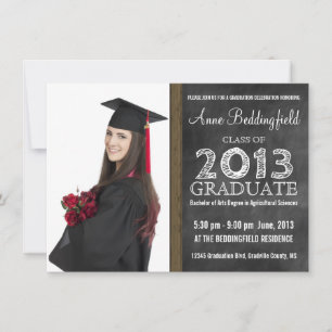 Modern Chalkboard Photo Graduation Invitation