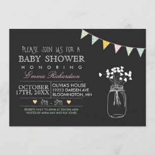 Modern Chalkboard Pink Baby Shower invitation