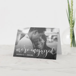 Modern Chalkboard & Script Engagement Party Photo Card