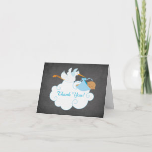 Modern Chalkboard Stork Baby Shower Thank You