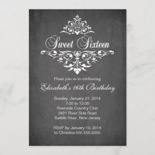 Modern Chalkboard Sweet Sixteen Birthday Party Invitation