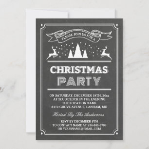 Modern Chalkboard Typography Christmas Party Invitation