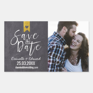 Modern Chalkboard Typography Photo Save the Date Sticker