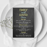 Modern Chalkboard Typography Wedding Menu Cards<br><div class="desc">Modern Chalkboard Typography Wedding Menu Cards. Add your custom wording to this design by using the "Edit this design template" boxes on the right hand side of the item, or click the blue "Customize it" button to arrange the text, change the fonts and colours and to also add additional information...</div>
