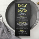Modern Chalkboard Typography Wedding Menu Cards<br><div class="desc">Modern Chalkboard Typography Wedding Menu Cards. Add your custom wording to this design by using the "Edit this design template" boxes on the right hand side of the item, or click the blue "Customize it" button to arrange the text, change the fonts and colours and to also add additional information...</div>