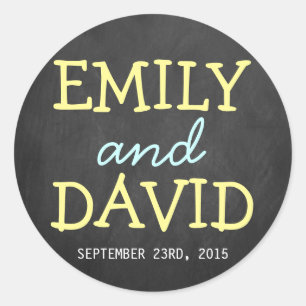 Modern Chalkboard Typography Wedding Stickers