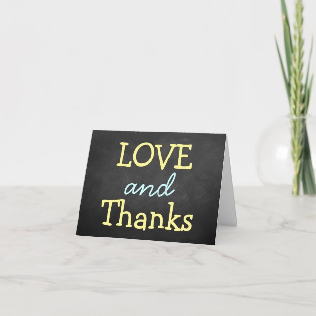 Modern Chalkboard Typography Wedding Thank You Card (Front)