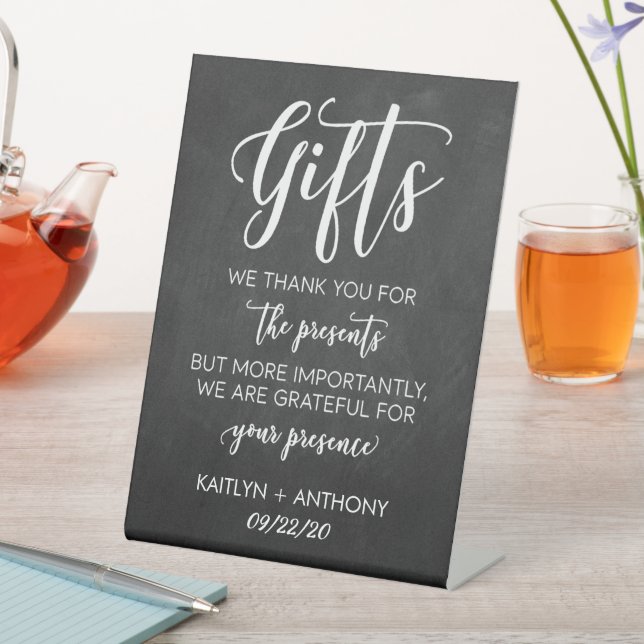 Modern Chalkboard Wedding Gifts Sign (In SItu)
