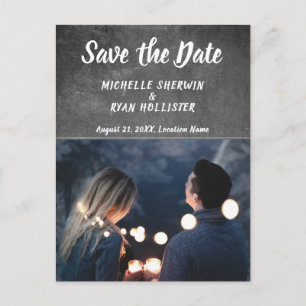 Modern Chalkboard Wedding Photo Save the Date Announcement Postcard