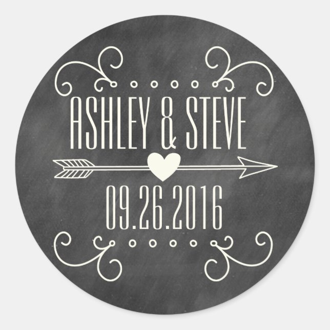 MODERN CHALKBOARD WEDDING STICKERS (Front)