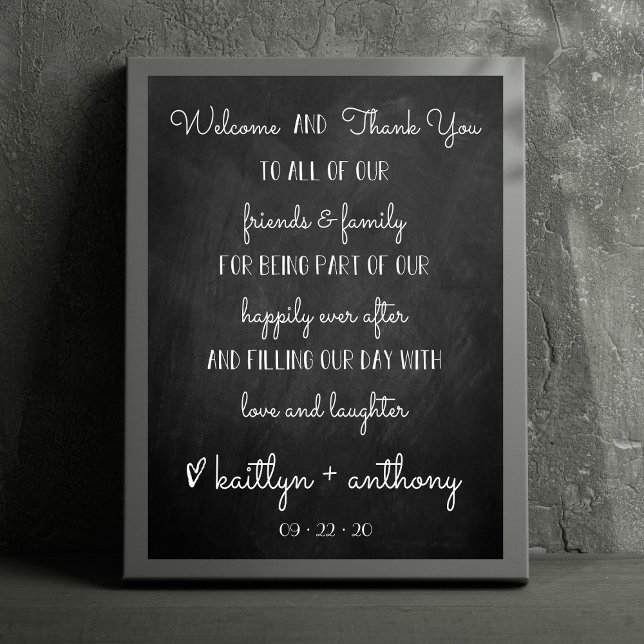 Modern Chalkboard Wedding Welcome & Thank You Sign (Creator Uploaded)