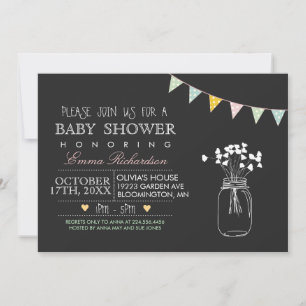 Modern Chalkboard Yellow Baby Shower invitation