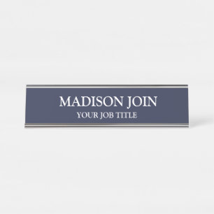 Modern Chambray navy Office Employee  Desk Name Plate