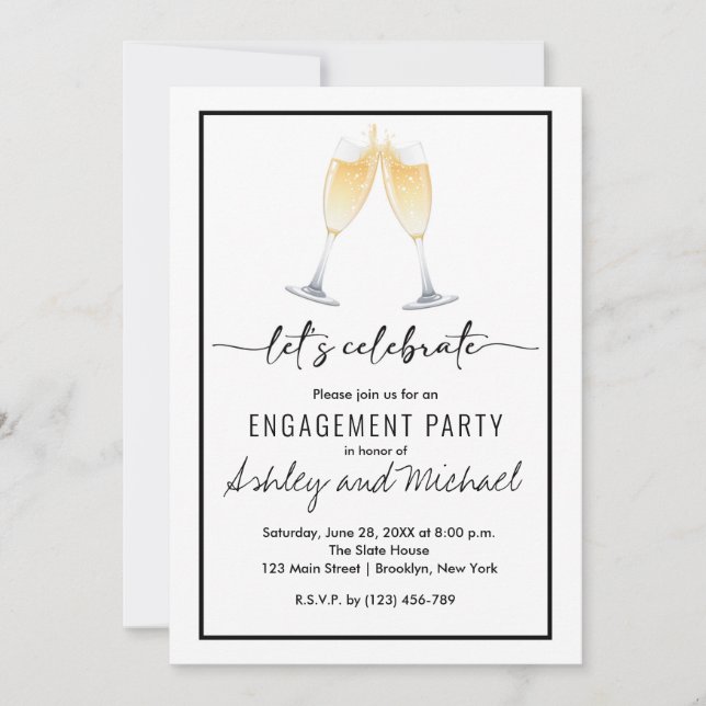 Modern Champagne Engagement Party Invitation (Front)