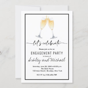 Modern Champagne Engagement Party Invitation