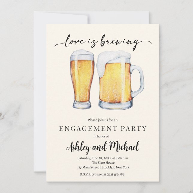 Modern Champagne Engagement Party Invitation (Front)