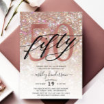 Modern Champagne Glitter 50th Birthday Invitation<br><div class="desc">Invite family and friends to celebrate 50th Birthday with these chic trendy invitations. Design featuring champagne sparkly glitter texture,  fifty in trendy handwritten script in black and rose gold colour. Personalize with your details in block capital lettering.</div>