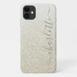 Modern Champagne Glitter Girly Chic Personalized iPhone 11 Case