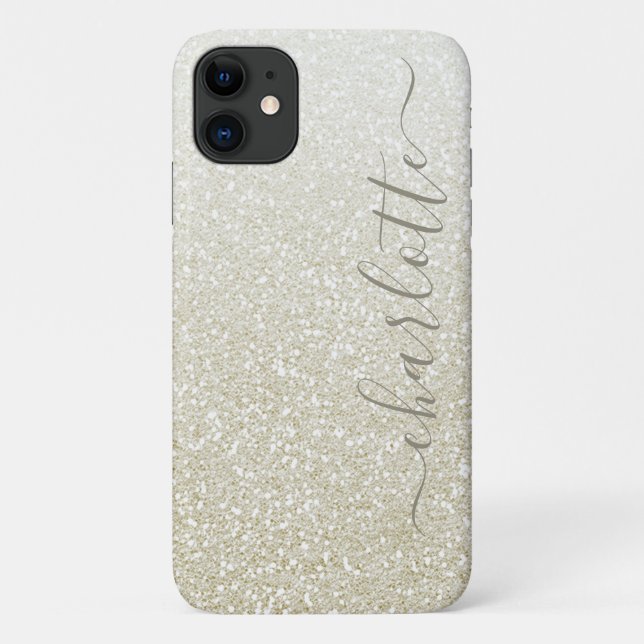 Modern Champagne Glitter Girly Chic Personalized Case-Mate iPhone Case (Back)