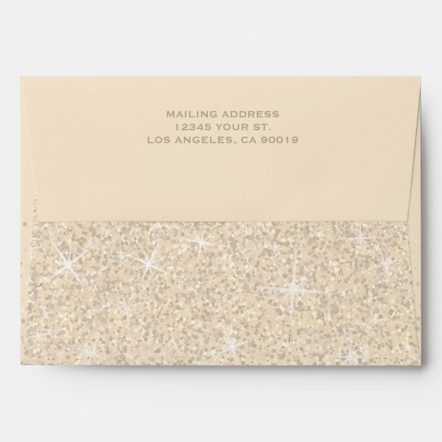 Modern Champagne Glitter Wedding Envelopes (Back (Top Flap))