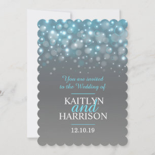 Modern champagne sparkle bubbles wedding invite