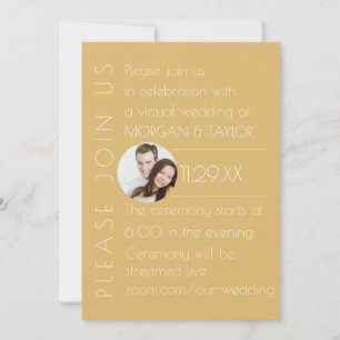 Modern Champagne Tonal Virtual Wedding, photo Invitation