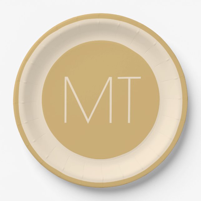 Modern Champagne Tonal Wedding Paper Plate (Front)