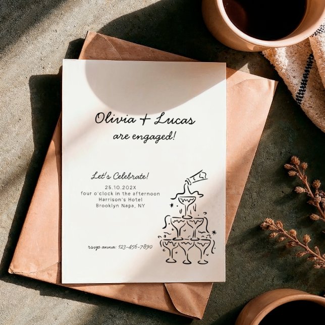 Modern Champagne Tower Engagement Party Invitation (Creator Uploaded)