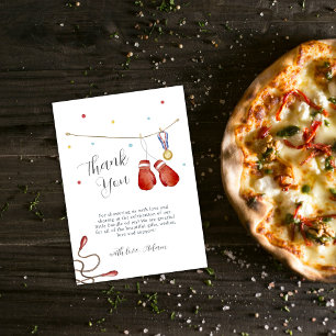 Modern Champion Boxing Clothesline Baby Shower Thank You Card