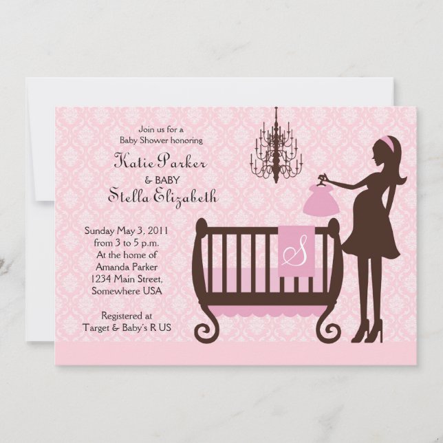 Modern Chandelier Shabby Chic Baby Shower Invite (Front)